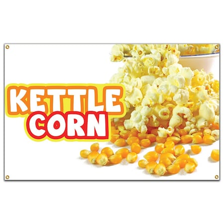 Signmission Kettle Corn Banner Heavy Duty 13 Oz Vinyl with Grommets Single Sided B-60 Kettle Corn